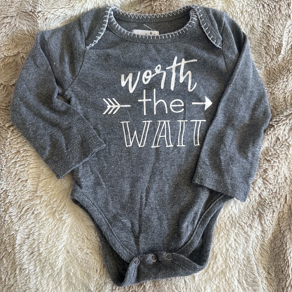 Last chance Mud Pie Worth the Wait Onesie 0-6M